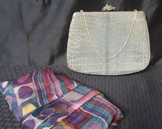 Rare 1950s vintage gray alligator purse