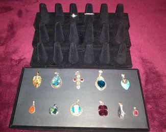 Sterling, and gold plate jewelry with CZ, amethyst and other stones