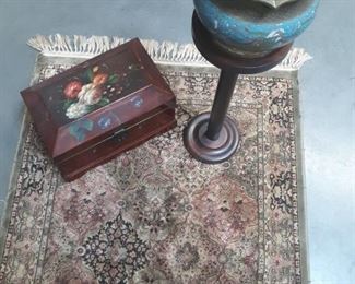 Beautiful carpet, plant stand, trinket box