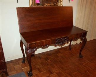 #2 - Antique Claw Foot Flip Top Console / Dining Table