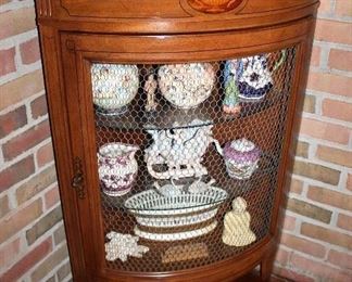 #5 - Inlaid Wood Corner Lighted Display Cabinet