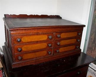 #6 - Antique 6 Drawer Spool Cabinet Desk