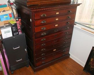 #7 - Antique 10 Drawer Flat File Cabinet