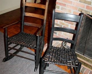 #22 - Antique Black Painted Rocking Chair and Chair