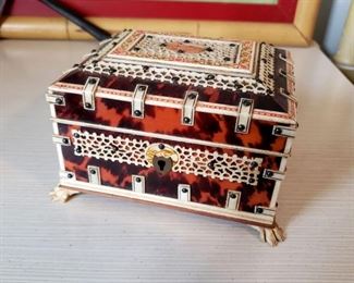 #24 - Anglo-Indian Faux Tortoise Shell and Bone Jewelry Box