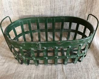 Rustic Green Metal Basket
