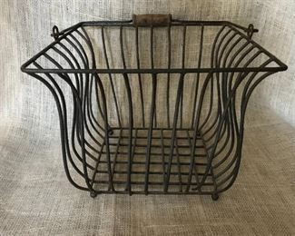 Large Metal Basket with wood handle