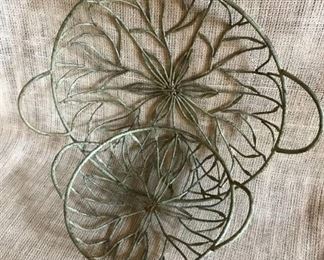 Set of Rustic Metal Baskets--larger basket is 14" across