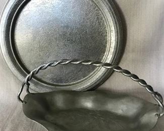 Set of Silver serving pieces (tray and basket)