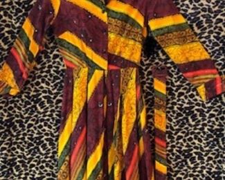 Cotton 1960s Colorful Dress with Belt