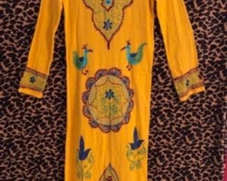 Exotic yellow vintage cotton dress