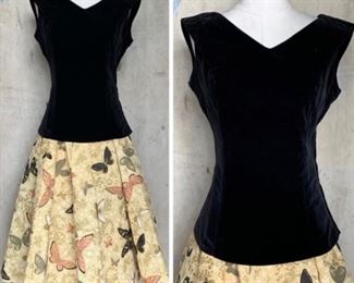 1950s 2 pc skirt and velvet top