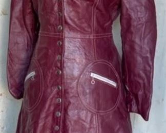 1970s leather coat with back belt