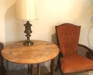 Primitive Drop Leaf Table and Vintage Chair