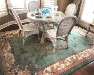 Wicker Dining Set and Rug