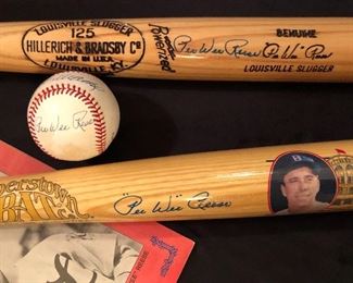 Signed Pee Wee Reese bats & balls