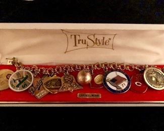 Gold -filled bracelet with World Series &other press pins