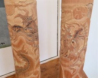 Carved bamboo vases