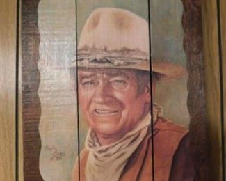 John Wayne wooden picture