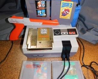 Original Nintendo with games and bag, missing power cord