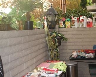 Table linens, plant food and yard decor.