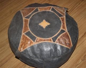 Leather pouffe. 