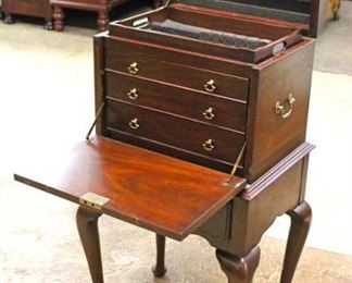 "Virginia Galleries Henkel Harris" Furniture Company Burl Mahogany Lift Top Silver Flatware Chest
Located Inside – Auction Estimate $500-$1000