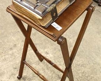  Walnut Bookstand with ANTIQUE Leather Bound Bible

Auction Estimate $100-$200 – Located Inside 