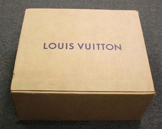  Authentic “Louis Vuitton” Brown Shipping Box, Orange Purse Box, Dust Bag, Small Draw String Bag with a Sample Perfume and the Blue Ribbon

Auction Estimate $50-200 – Located Glassware 