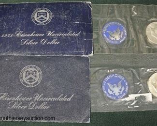 1971 and 1974 Eisenhower Uncirculated Silver Dollar
Auction Estimate $20-$50 each – Located Glassware