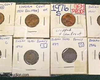 Sheet of (8) Lincoln and Indian Head Pennies
Auction Estimate $2-$5 – Located Glassware