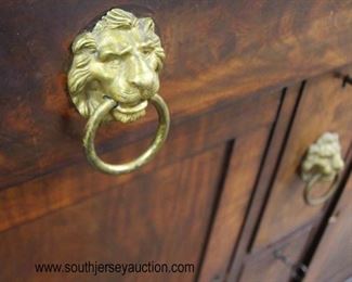  ANTIQUE Burl Mahogany Carved 4 Drawer 2 Door Buffet with Backsplash and Lion Head Pulls

Auction Estimate $300-$600 – Located Inside 