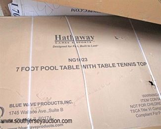  NEW “Blue Wave Products Hathaway Games and Sports” 7’ Foot Pool Table with Table Top Tennis Item #NG 1023 – in box 
Auction Estimate $200-$600 – Located Dock 