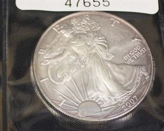 2007 Silver American Eagle Dollar
Auction Estimate $20-$50 – Located Glassware