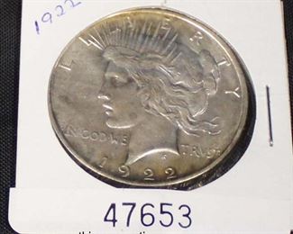  U.S. 1922 Silver Peace Dollar

Auction Estimate $20-$50 – Located Glassware 