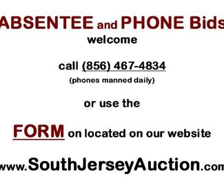 absentee or phone bids welcome