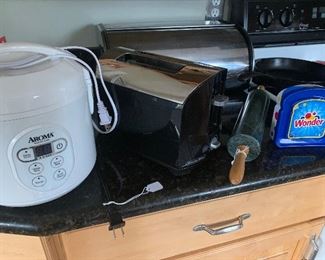 Various small appliances.  Rice cooker, toaster, crockpot.  All great condition and way less than new.