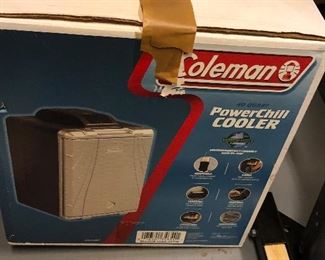 Coleman portable power cooler 
Plugs into car or 110v
$25.00