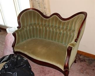 green velvet settee