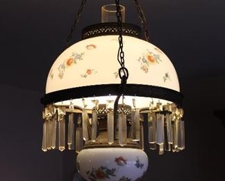 we are selling this antique ceiling light; appears to have been converted from oil