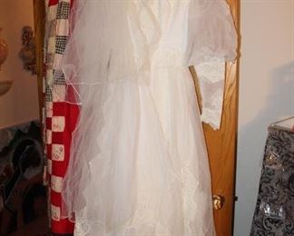 wedding dress and veil