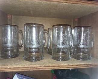 Vintage ships glass mugs