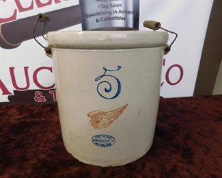 Early Red Wing 5 Gallon Stoneware Crock(1915 Patent)