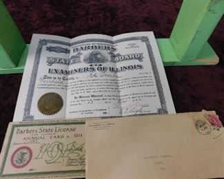 1914 Illinois State Barbers License