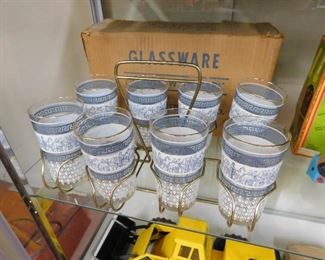 Vintage Glass Set with Carrier and Box