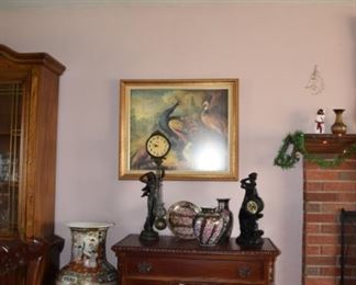 Rosewood Buffet, Vintage Style Clocks, Art Work, Sadek Vases, Signed Art, Large Asian Vase