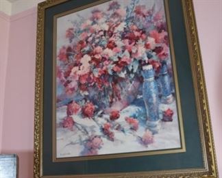 Framed Floral Art Work