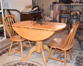 Wood Drop Leaf Table and Chairs