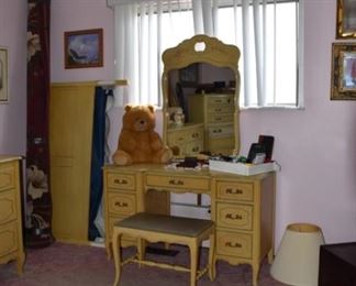 Dressing Table Desk Bench, Lamp Shade, Area Rug, Head Board Foot-board, Stuffed Bear, Glasses, Calculator, Tape MiscItems