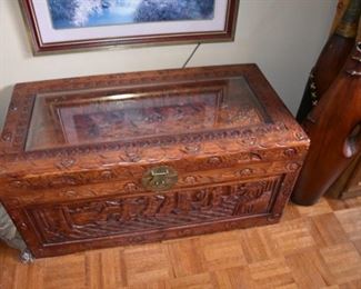 Top Carved Area Of Wood Chest